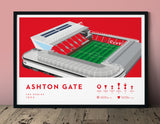 Football stadium ground print art poster Bristol City BCFC Ashton Gate