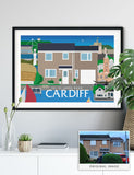 Personalised custom Cardiff house print